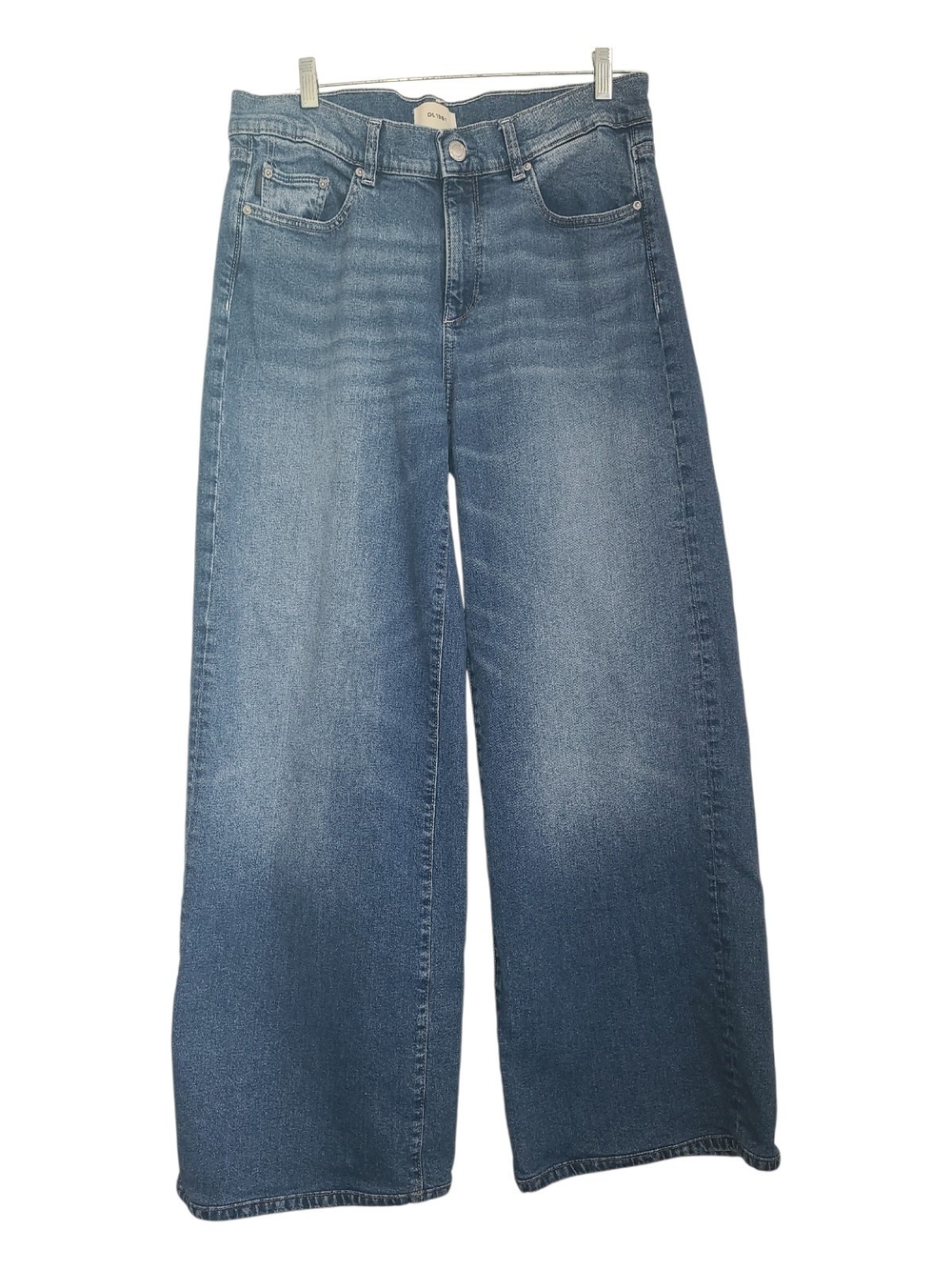 DL1961 Hepburn High-Rise Wide-Leg Jeans in Medium Blue 32' Inseam